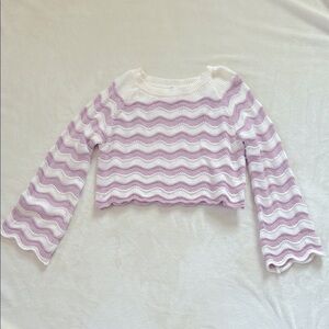 Cropped Striped Knit Sweater